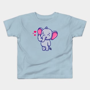 Cute Elephant With love Sign Hand Cartoon Kids T-Shirt